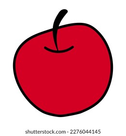 Dibujo manual de manzana Doodle, simple ilustración de contorno.