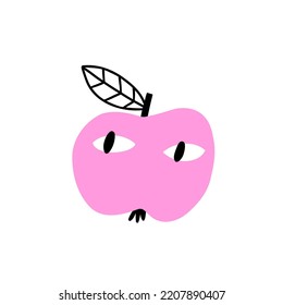 hand drawn apple in flat style. vector children's illustration.