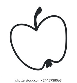 Hand drawn apple Fruit isolated. sketch drawing of Food. Doodle, simple outline illustration. Vector Symbol. Minimalistic icon