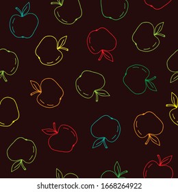 Modalidades sin fisuras de manzana extraída a mano. Ilustración vectorial.