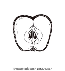 Mano de manzana dibujada aislada sobre fondo blanco. Elementos decorativos de Navidad y Año Nuevo. Plantilla para postal, banner, afiche, diseño web. Ilustración del vector Doodle.