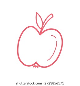 Manzana dibujada a mano aislada sobre fondo blanco.