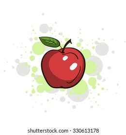 Hand drawn apple on the bright background. Vector illustration