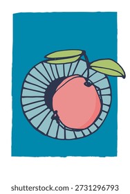 Manzana dibujada a mano en un cartel de placa decorativa, gráficos. Diseño contemporáneo para impresiones, carteles, papelería, logotipos, marcas, invitaciones, publicaciones en redes sociales