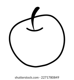 Mano dibujó manzana sobre un fondo blanco aislado. Doodle, simple ilustración de contorno. Se puede utilizar para la decoración de textiles, papel y otras superficies. Ilustración del vector