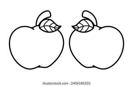 handgezeichneter Apfel auf weißem Hintergrund mit Thema Essen und Natur