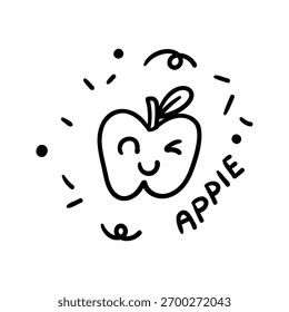 Icono de elemento de contorno de manzana dibujado a mano