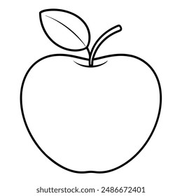 hand drawn apple outline for kids colouring books vector 