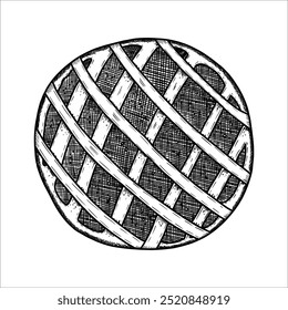 Hand drawn apple pie. Vector illustration
