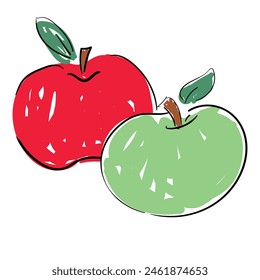 Ilustración vectorial de manzana dibujada a mano