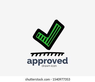 Hand drawn approved check mark icon