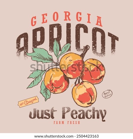 Hand Drawn apricot vector graphics, Farm Fresh Georgia Peaches T-Shirt, Retro Fruit Lover Gift, Hand Picked Peaches Graphic Tee, Vintage Farm Produce Shirt