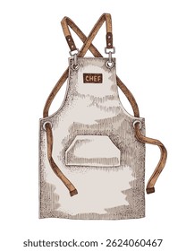Hand drawn apron illustration in retro style