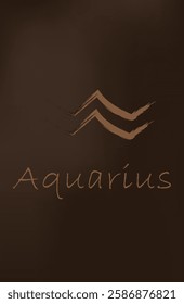 Hand drawn Aquarius zodiac illustration. mocha mousse background. Simple line Aquarius zodiac icon. pisces zodiac vector symbol. Hand drawing pisces sign. eps 10. brown banner