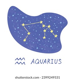 Hand drawn aquarius zodiac sign Esoteric symbol doodle Astrology clipart Element for design