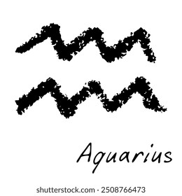 Hand drawn aquarius zodiac sign Esoteric symbol doodle Astrology clipart Element for design