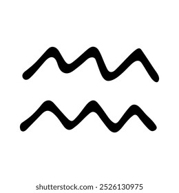 Símbolo esotérico do zodíaco de aquário desenhado à mão Desenho de símbolo esotérico Astrologia clipart Elemento para design