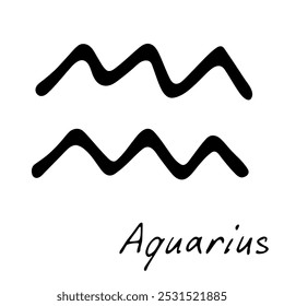 Hand drawn aquarius zodiac sign Esoteric symbol doodle Astrology clipart Element for design