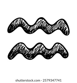 Hand drawn aquarius zodiac sign Esoteric symbol doodle Astrology clipart Element for design