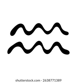 Hand drawn aquarius zodiac sign Esoteric symbol doodle Astrology clipart Element for design