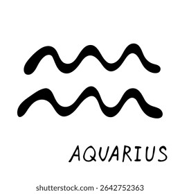 Hand drawn aquarius zodiac sign Esoteric symbol doodle Astrology clipart Element for design