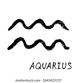 Hand drawn aquarius zodiac sign Esoteric symbol doodle Astrology clipart Element for design