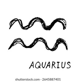 Hand drawn aquarius zodiac sign Esoteric symbol doodle Astrology clipart Element for design