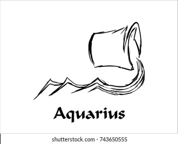 Hand Drawn Aquarius Zodiac Sign in Sketch and line art 