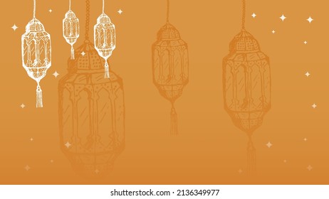 hand drawn arabian lantern for islamic event with copy space Background