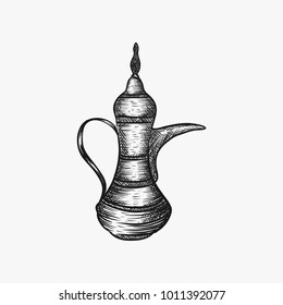 Hand drawn arabic tea pot vector inspiration isolated on white background
