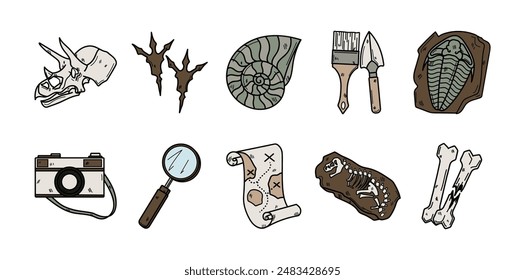 Hand Drawn Archeology Illustration Set
