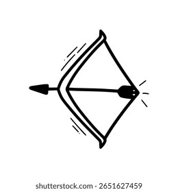 Hand Drawn Archery Bow Illustration. Doodle Vector. Isolated on White Background - EPS 10 Vector