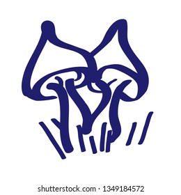 Hand drawn architectural mushrooms. Vector sketch. Architectural illustration, landscape elements.
