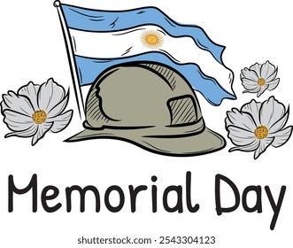 Ilustração desenhada à mão do dia memorial da Argentina	