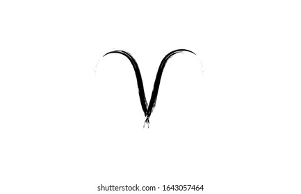 Hand drawn aries zodiac illustration. Simple line aries zodiac icon. Tattoo aries zodiac vector symbol. Hand drawing aries sign. eps 10