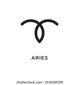 Hand Drawn Aries Zodiac Illustration. Simple Line Aries Zodiac Icon. Tattoo Aries Zodiac Vector Symbol. Hand Drawing Aries Sign
