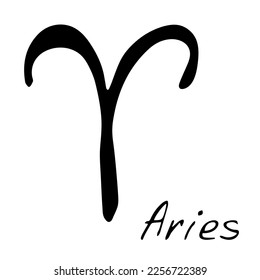 Hand drawn aries zodiac sign Esoteric symbol doodle Astrology clipart Element for design