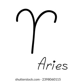 Hand drawn aries zodiac sign Esoteric symbol doodle Astrology clipart Element for design