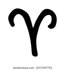 Hand drawn aries zodiac sign Esoteric symbol doodle Astrology clipart Element for design