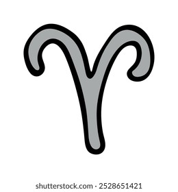 Hand drawn aries zodiac sign Esoteric symbol doodle Astrology clipart Element for design