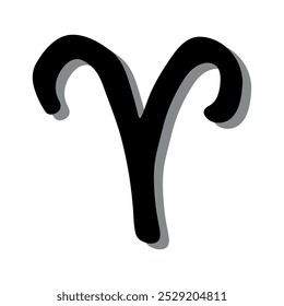 Hand drawn aries zodiac sign Esoteric symbol doodle Astrology clipart Element for design