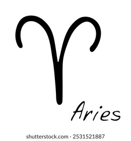 Hand drawn aries zodiac sign Esoteric symbol doodle Astrology clipart Element for design