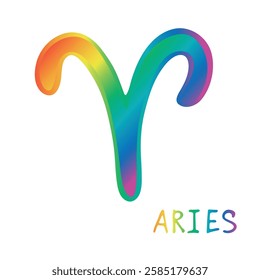 Hand drawn aries zodiac sign Esoteric symbol doodle Astrology clipart Element for design
