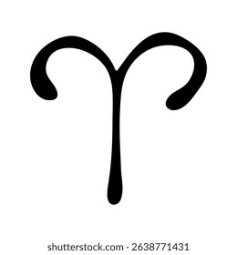 Hand drawn aries zodiac sign Esoteric symbol doodle Astrology clipart Element for design