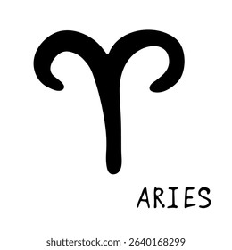 Hand drawn aries zodiac sign Esoteric symbol doodle Astrology clipart Element for design