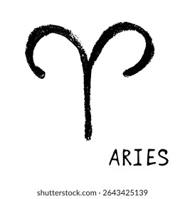Hand drawn aries zodiac sign Esoteric symbol doodle Astrology clipart Element for design