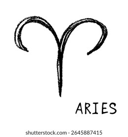 Hand drawn aries zodiac sign Esoteric symbol doodle Astrology clipart Element for design
