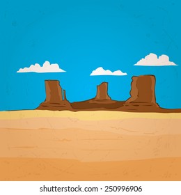 Hand drawn Arizona landscape.
