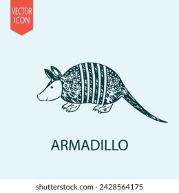 Hand drawn armadillo design vector flat modern isolated illustration