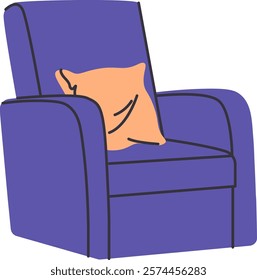 Hand Drawn Armchair With Pillow Vector Illustration